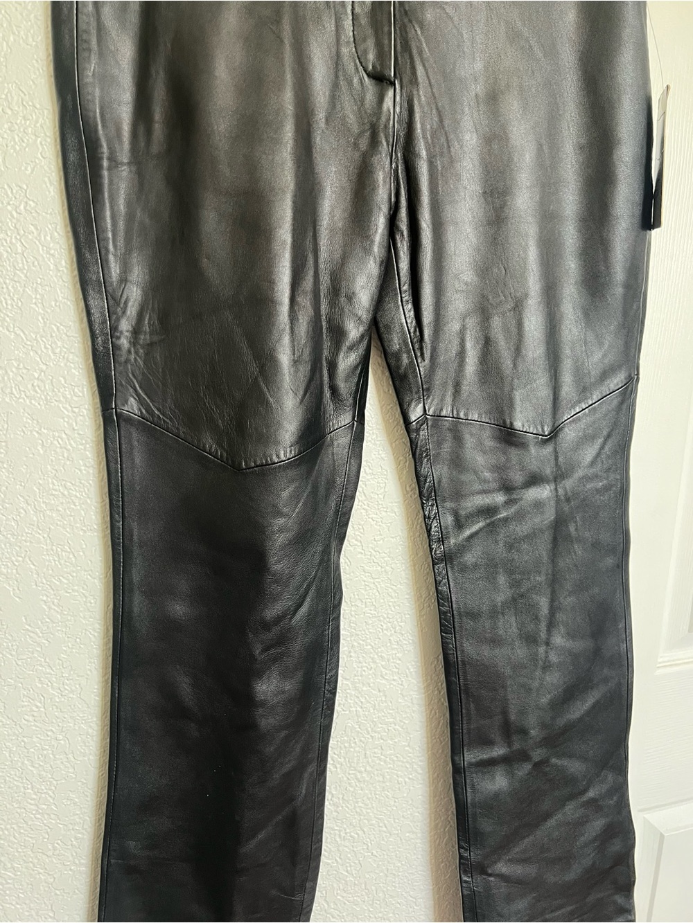 Isabela Kristina Vintage Y2K Black Genuine Leather Pants Straight Leg - Picture 4 of 10